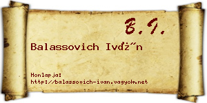 Balassovich Iván névjegykártya